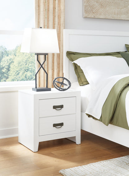 Binterglen California King Panel Bed with Mirrored Dresser and Nightstand