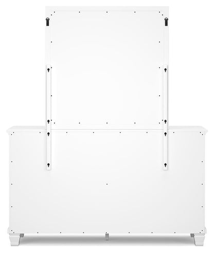 Fortman Queen Panel Bed with Mirrored Dresser, Chest and Nightstand