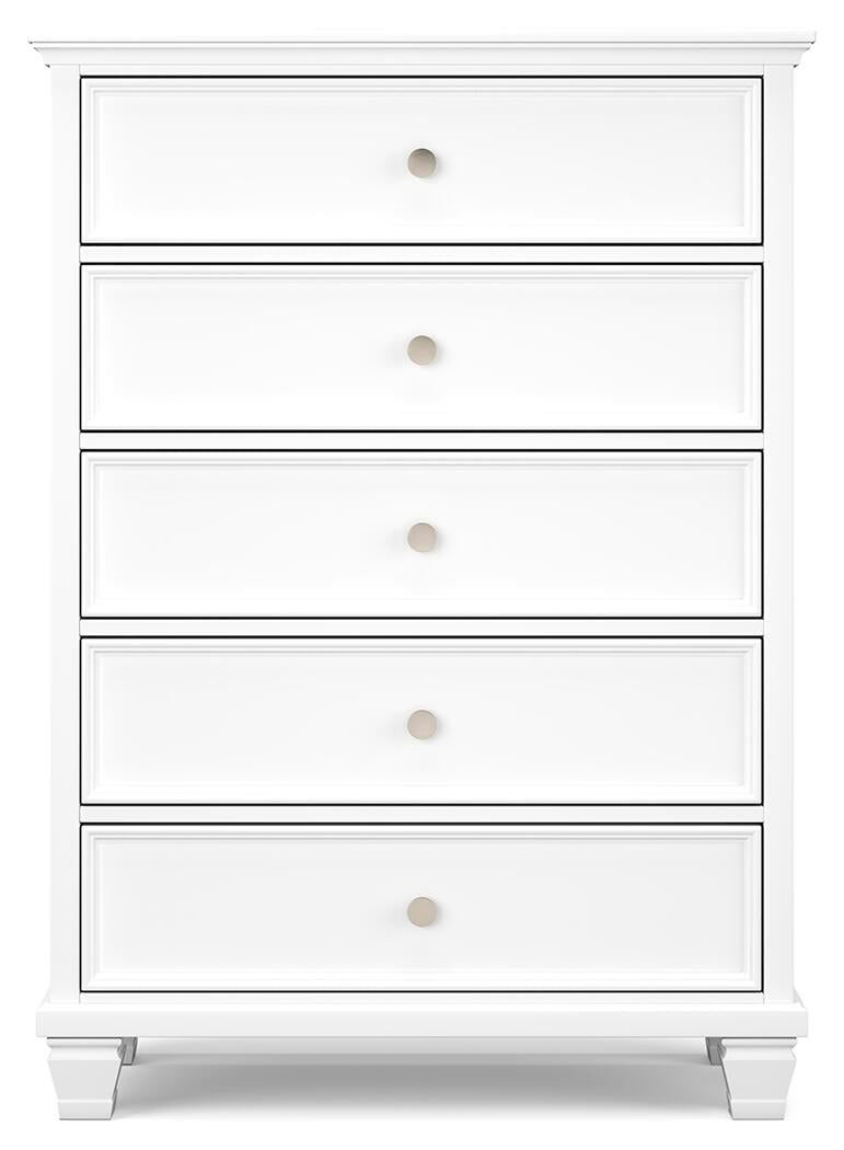 Fortman Full Panel Bed with Mirrored Dresser, Chest and Nightstand