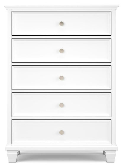 Fortman Full Panel Bed with Mirrored Dresser, Chest and Nightstand