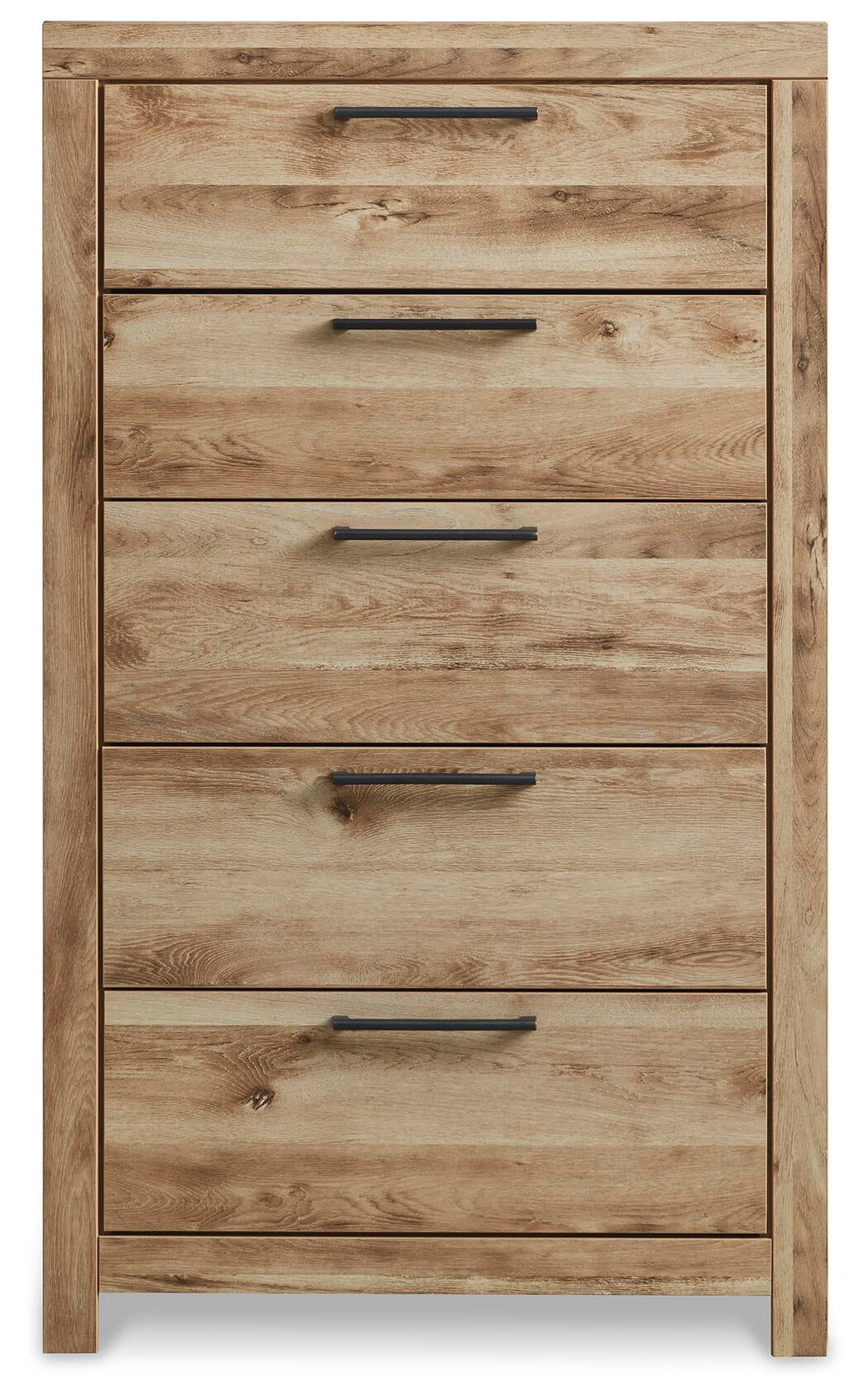 Hyanna King Panel Storage Bed with 1 Under Bed Storage Drawer, Dresser, Mirror, Chest and Nightstand