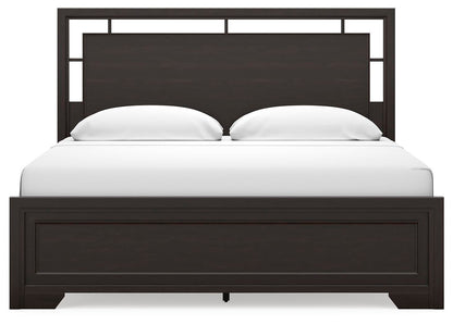 Covetown King Panel Bed with Mirrored Dresser