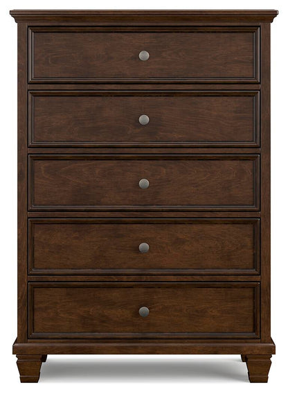 Danabrin Full Panel Bed with Mirrored Dresser, Chest and Nightstand