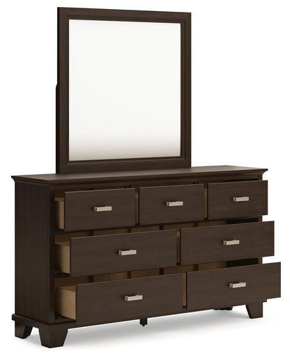 Covetown Full Panel Bed with Mirrored Dresser