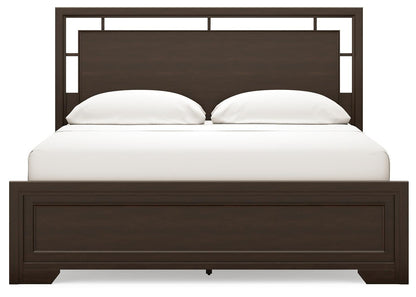 Covetown California King Panel Bed, Dresser, Mirror, Chest and Nightstand