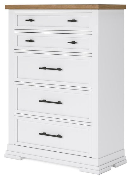 Ashbryn King Panel Storage Bed, Dresser, Mirror, Chest and Nightstand
