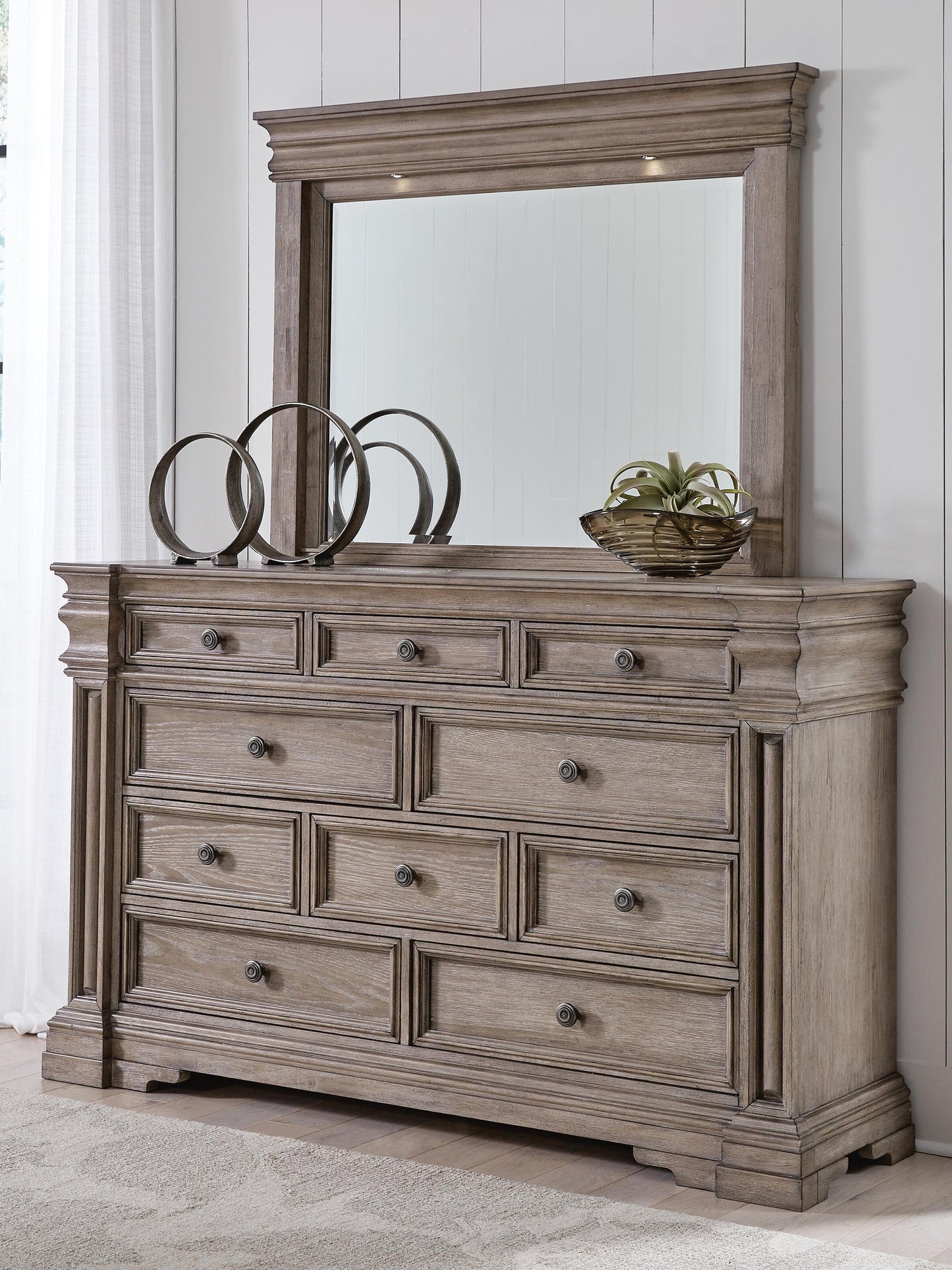 Blairhurst Queen Panel Bed with Mirrored Dresser