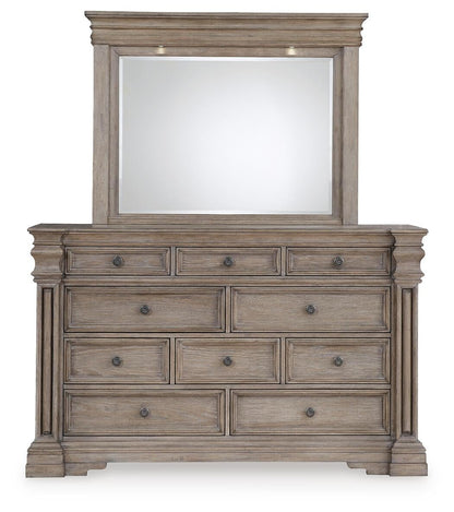 Blairhurst California King Panel Bed with Mirrored Dresser