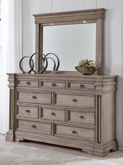 Blairhurst King Panel Bed with Mirrored Dresser