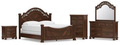 Lavinton California King Poster Bed, Dresser, Mirror, Chest and Nightstand