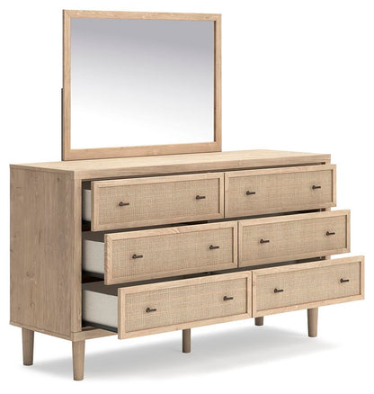 Cielden Queen Panel Bed with Mirrored Dresser and Nightstand