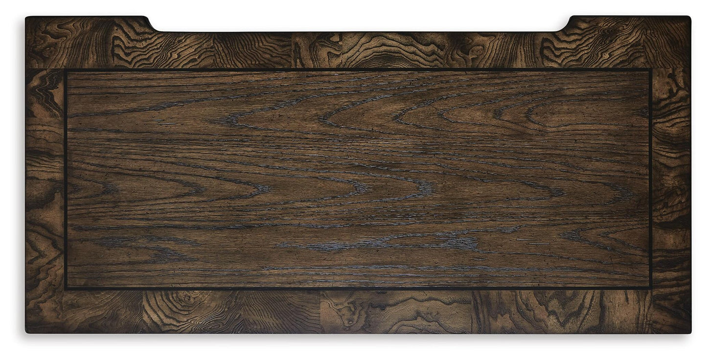 Maylee California King Upholstered Bed, Dresser, Mirror, Chest and Nightstand