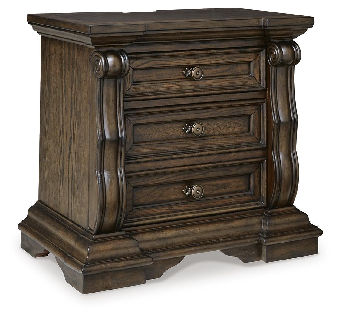 Maylee California King Upholstered Bed, Dresser, Mirror, Chest and Nightstand