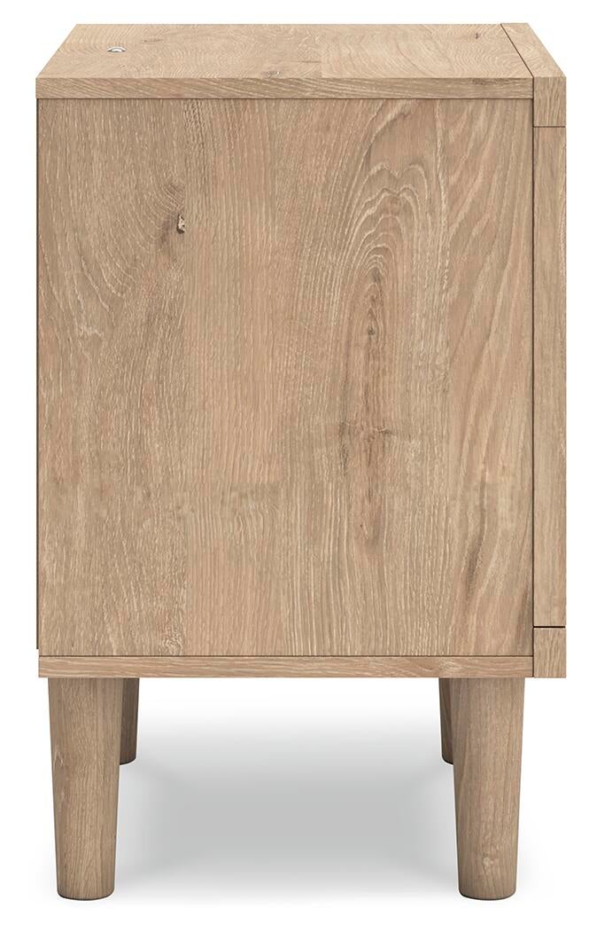 Cielden Full Upholstered Panel Bed with Mirrored Dresser and Nightstand