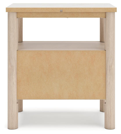 Cadmori Queen Upholstered Panel Bed with Mirrored Dresser and Nightstand