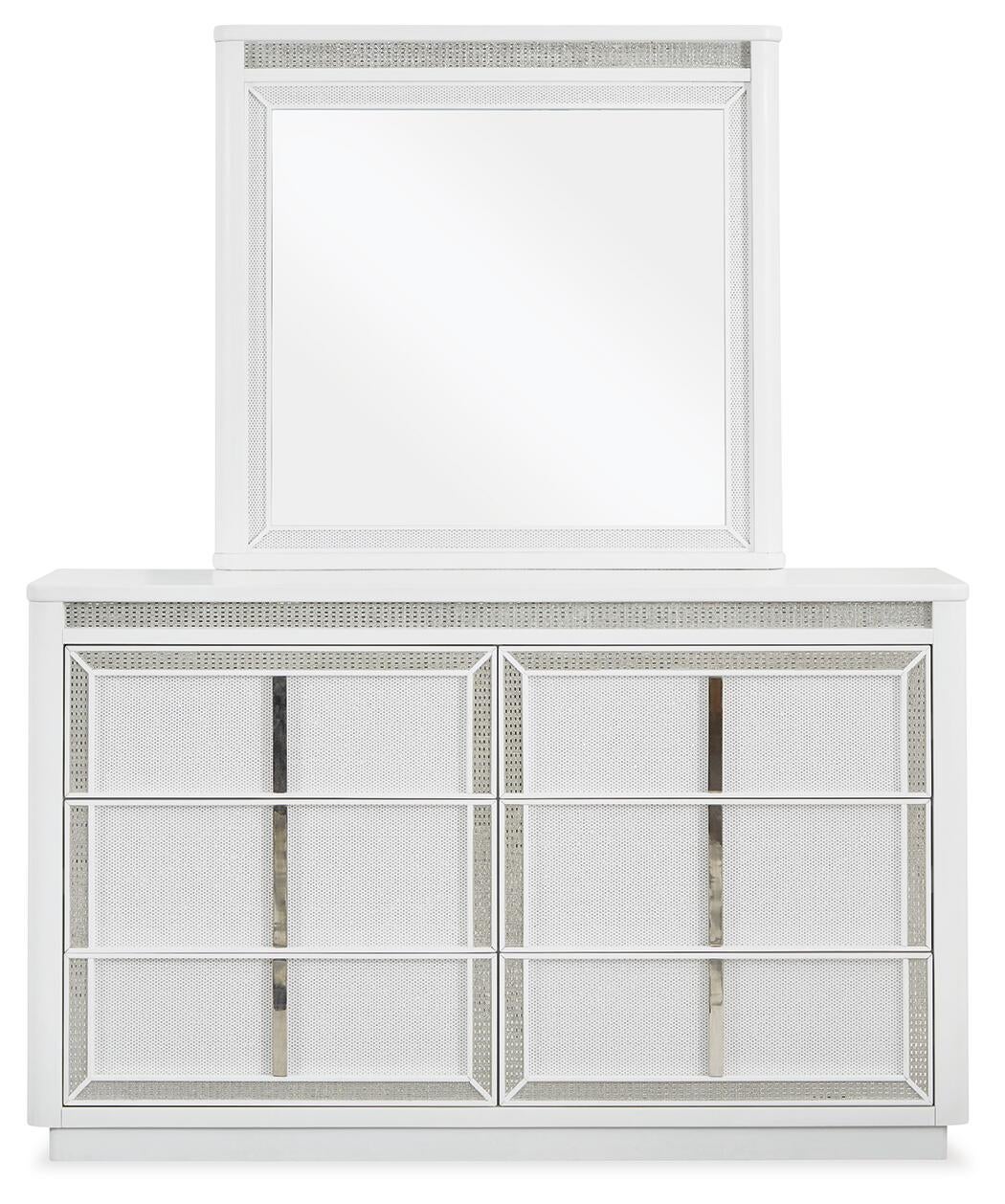 Chalanna Queen Upholstered Storage Bed, Dresser, Mirror, Chest and Nightstand