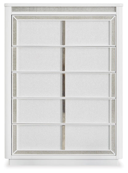 Chalanna Queen Upholstered Storage Bed, Dresser, Mirror, Chest and Nightstand
