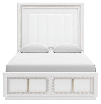 Chalanna Queen Upholstered Storage Bed, Dresser, Mirror, Chest and Nightstand