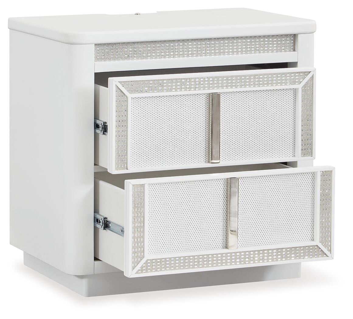 Chalanna Queen Upholstered Storage Bed, Dresser, Mirror, Chest and Nightstand