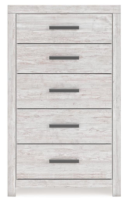 Cayboni King Panel Bed, Dresser, Mirror, Chest and Nightstand
