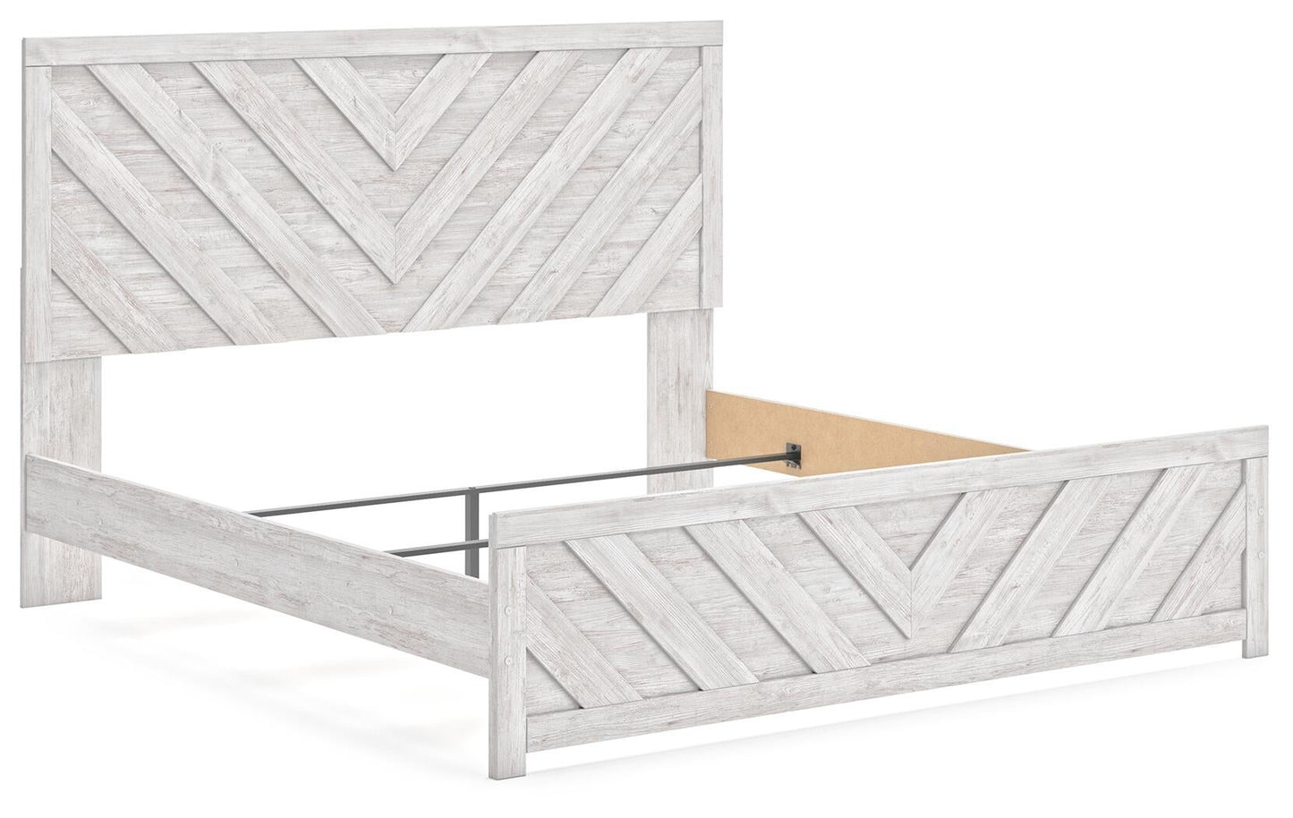 Cayboni King Panel Bed with Mirrored Dresser and Nightstand