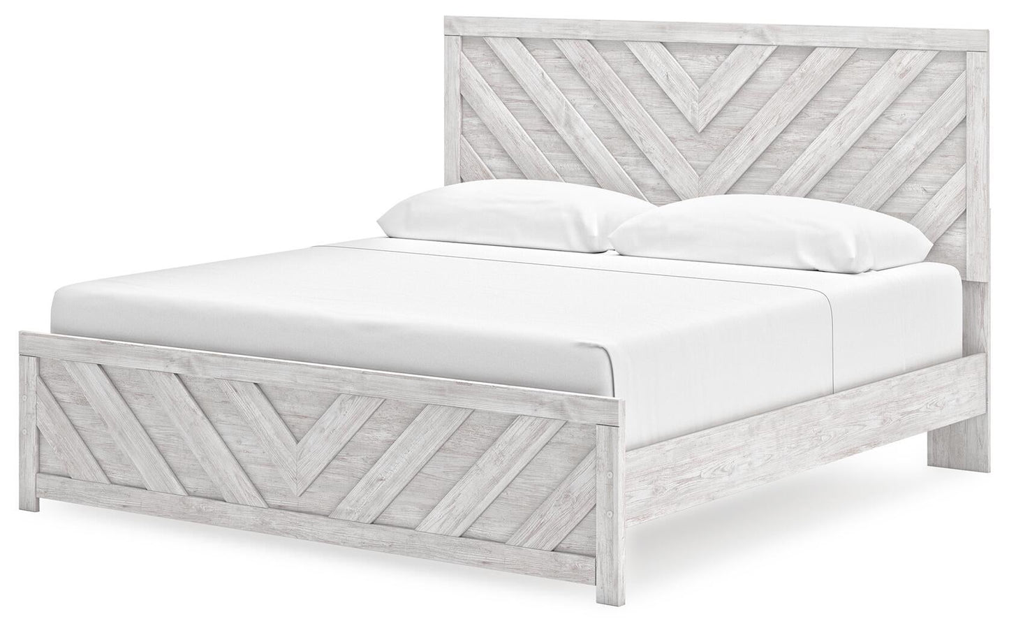 Cayboni King Panel Bed with Mirrored Dresser and Nightstand