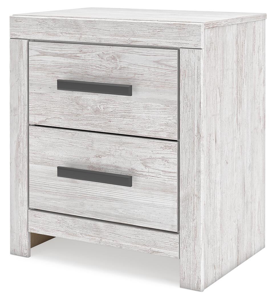 Cayboni King Panel Bed with Mirrored Dresser and Nightstand