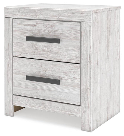 Cayboni King Panel Bed with Mirrored Dresser and Nightstand
