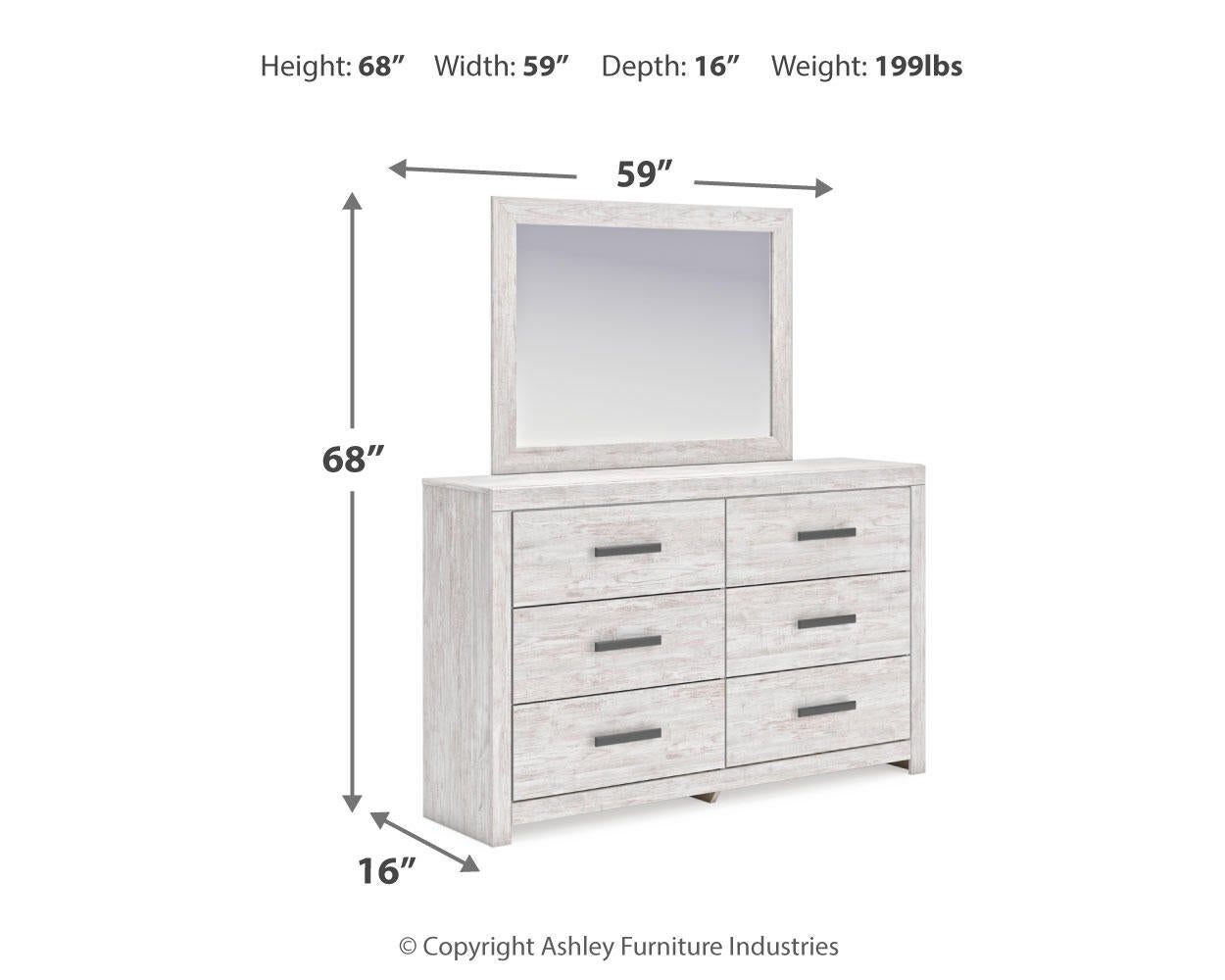 Cayboni King Panel Bed with Mirrored Dresser