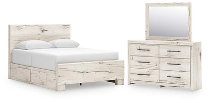 Lawroy Queen Panel Bed with Storage, Dresser and Mirror