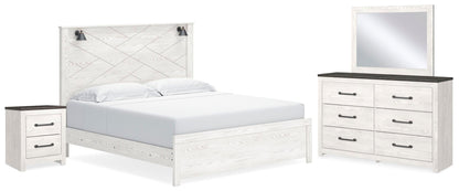 Gerridan King Panel Bed with Mirrored Dresser and Nightstand