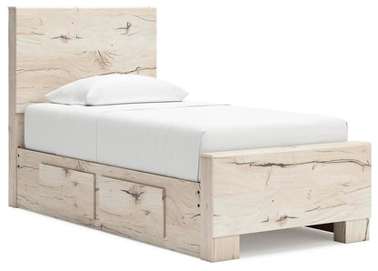 Lawroy Twin Panel Bed with Storage, Dresser and Mirror