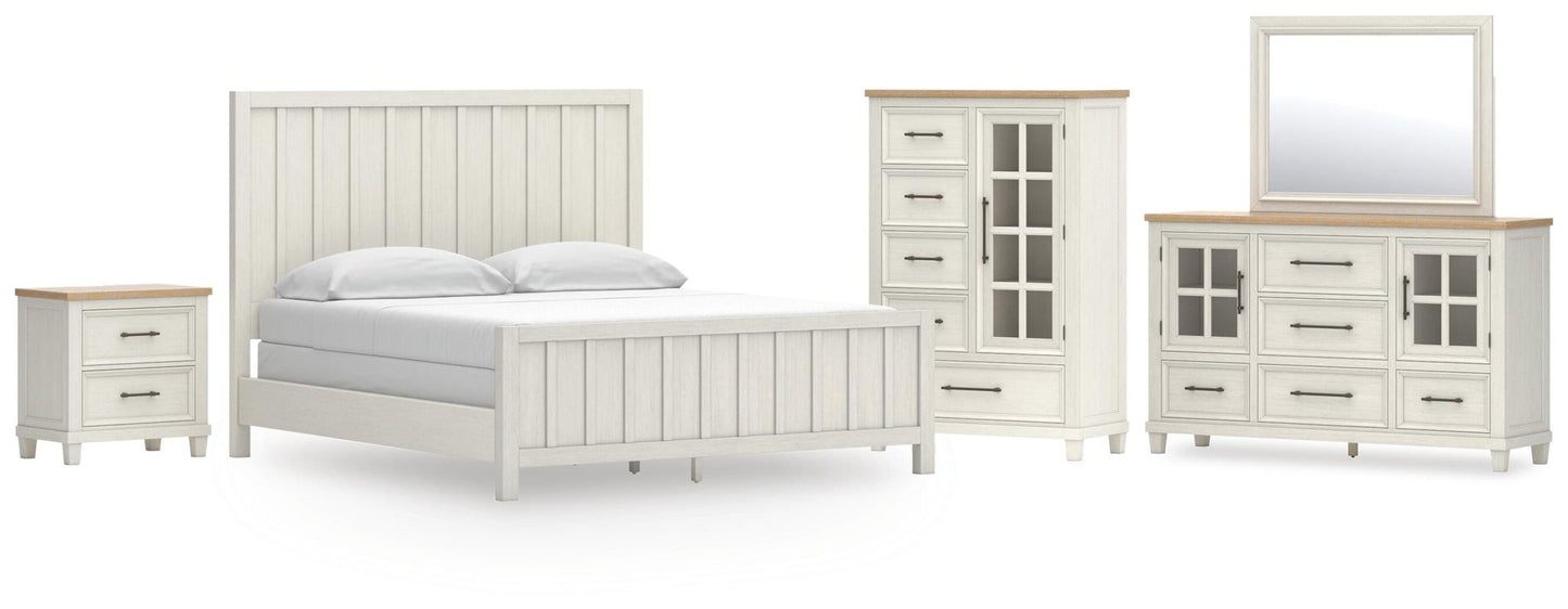 Shaybrock California King Panel Bed, Dresser, Mirror, Chest and Nightstand