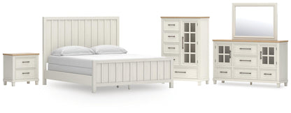 Shaybrock California King Panel Bed, Dresser, Mirror, Chest and Nightstand