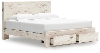Lawroy King Panel Storage Bed, Dresser, Mirror and Nightstand