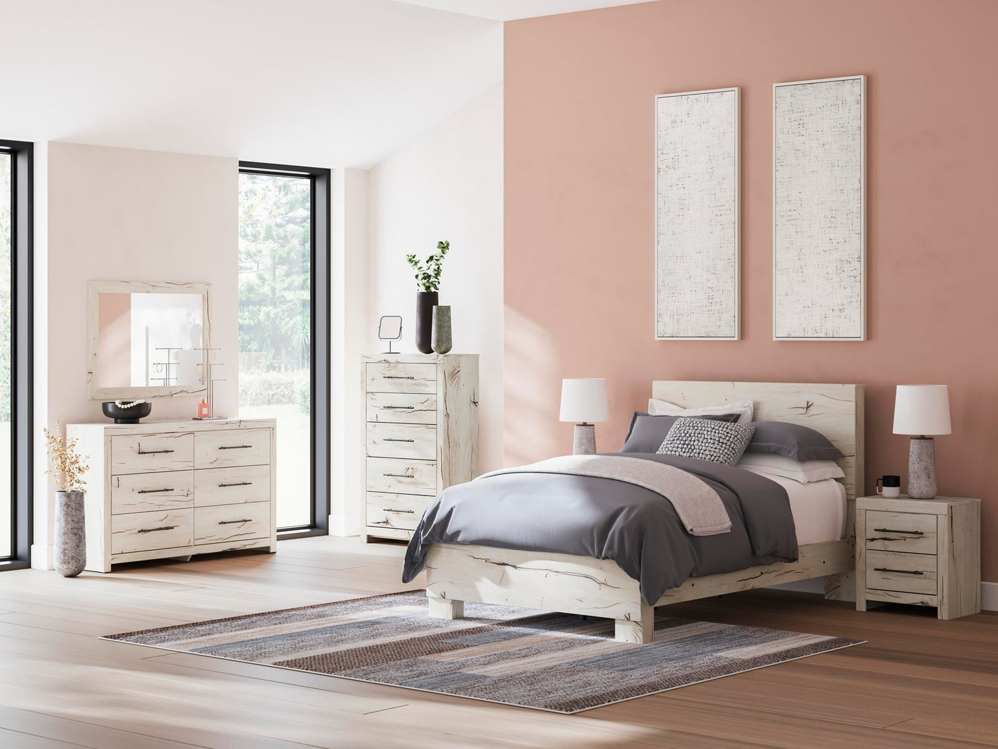 Lawroy Full Panel Bed, Dresser, Mirror, Chest and Nightstand