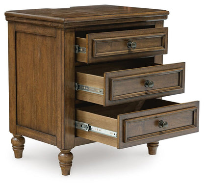 Sturlayne King Upholstered Panel Bed, Dresser, Mirror and Nightstand