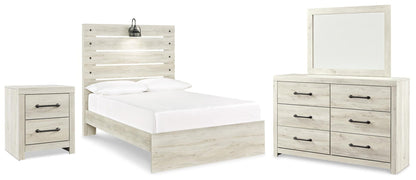 Cambeck Full Panel Bed with Mirrored Dresser and Nightstand