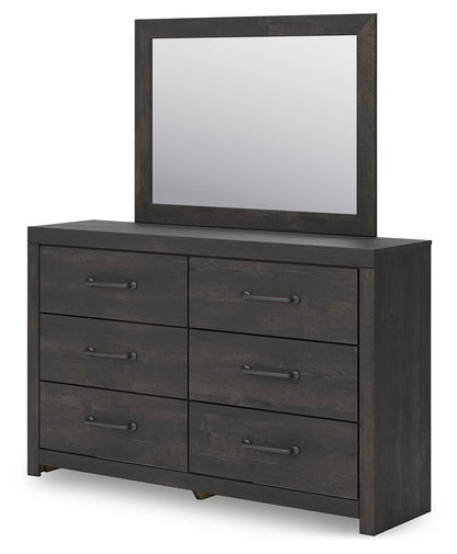 Delmorta Twin Panel Bed, Dresser, Mirror, Chest and Nightstand
