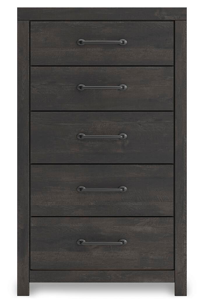 Delmorta Twin Panel Bed, Dresser, Mirror, Chest and Nightstand