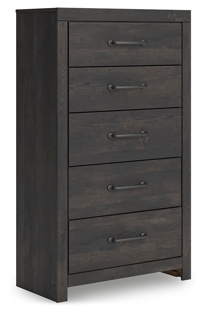 Delmorta Twin Panel Bed, Dresser, Mirror, Chest and Nightstand