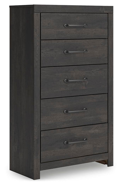 Delmorta Twin Panel Bed, Dresser, Mirror, Chest and Nightstand