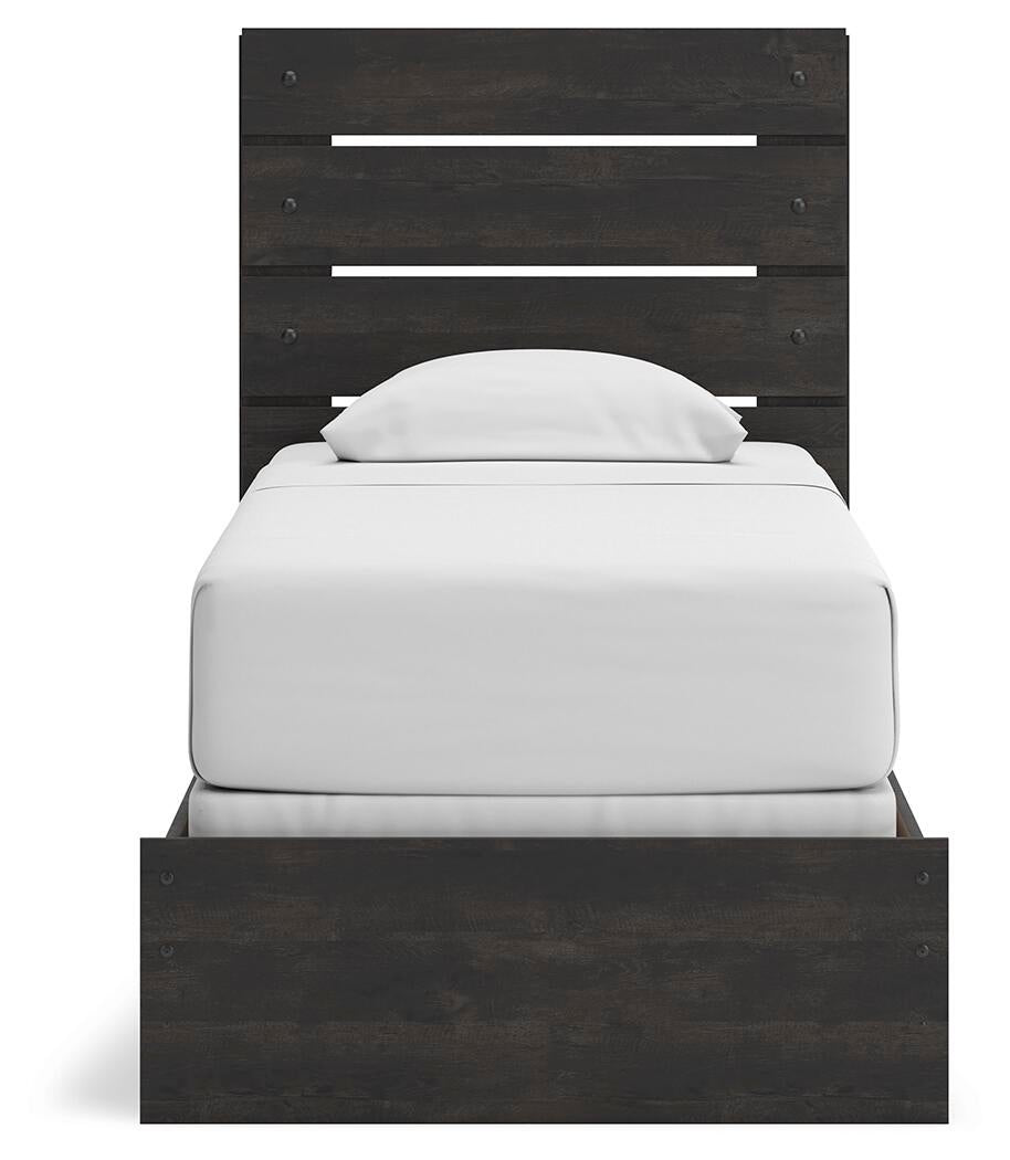 Delmorta Twin Panel Bed, Dresser, Mirror, Chest and Nightstand