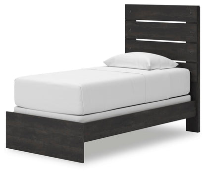 Delmorta Twin Panel Bed, Dresser, Mirror and Nightstand