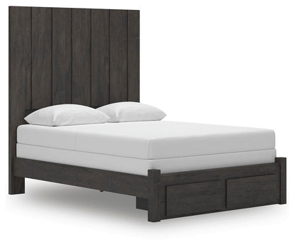 Parlayon Queen Panel Storage Bed, Dresser, Mirror and Nightstand