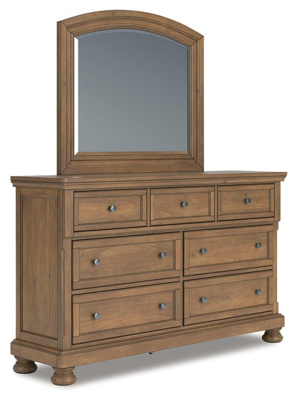 Vandenmore Queen Panel Bed with Mirrored Dresser, Chest and Nightstand