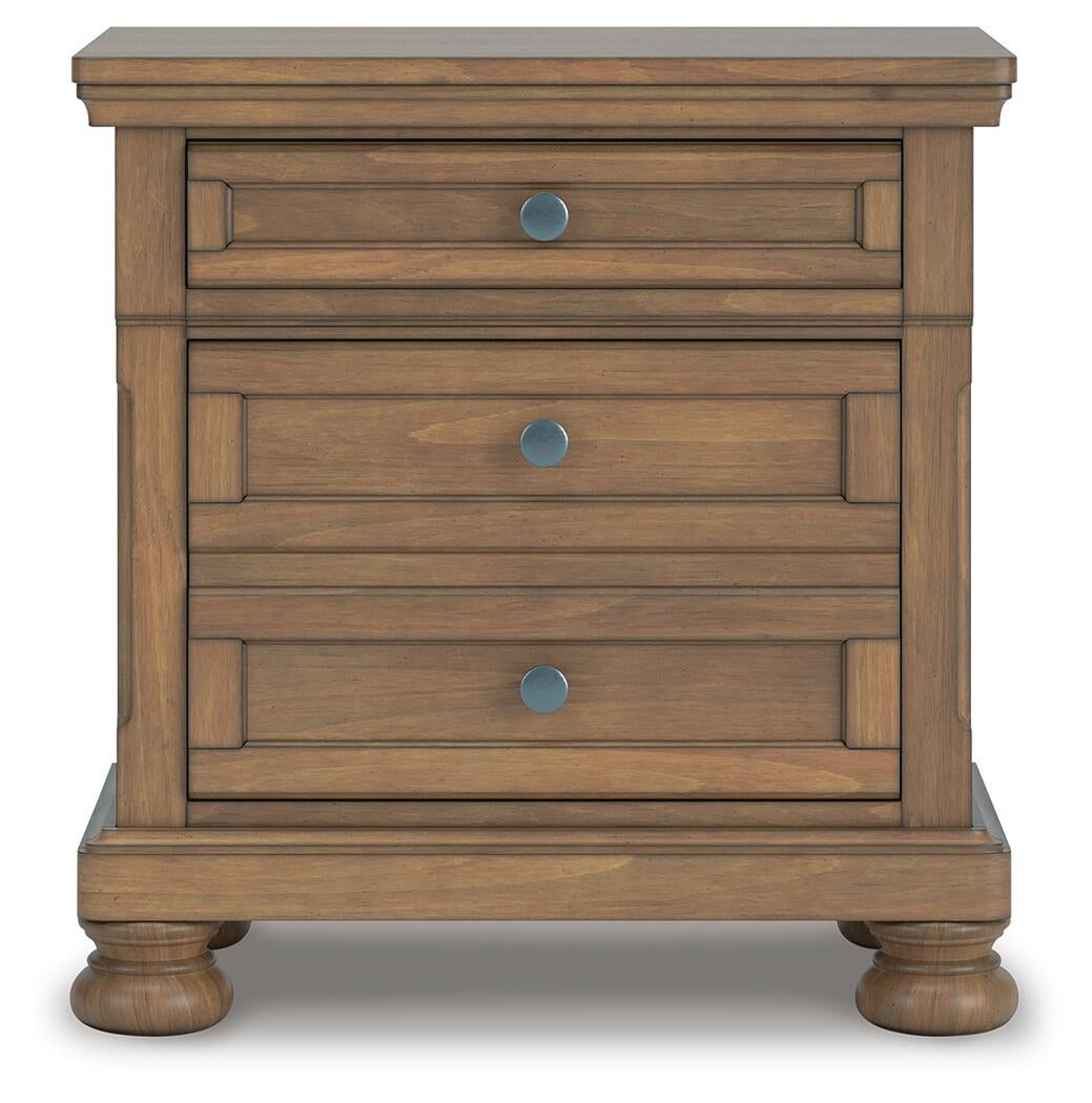 Vandenmore California King Storage Sleigh Bed with Mirrored Dresser, Chest and Nightstand