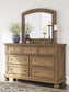 Vandenmore California King Storage Sleigh Bed with Mirrored Dresser, Chest and Nightstand
