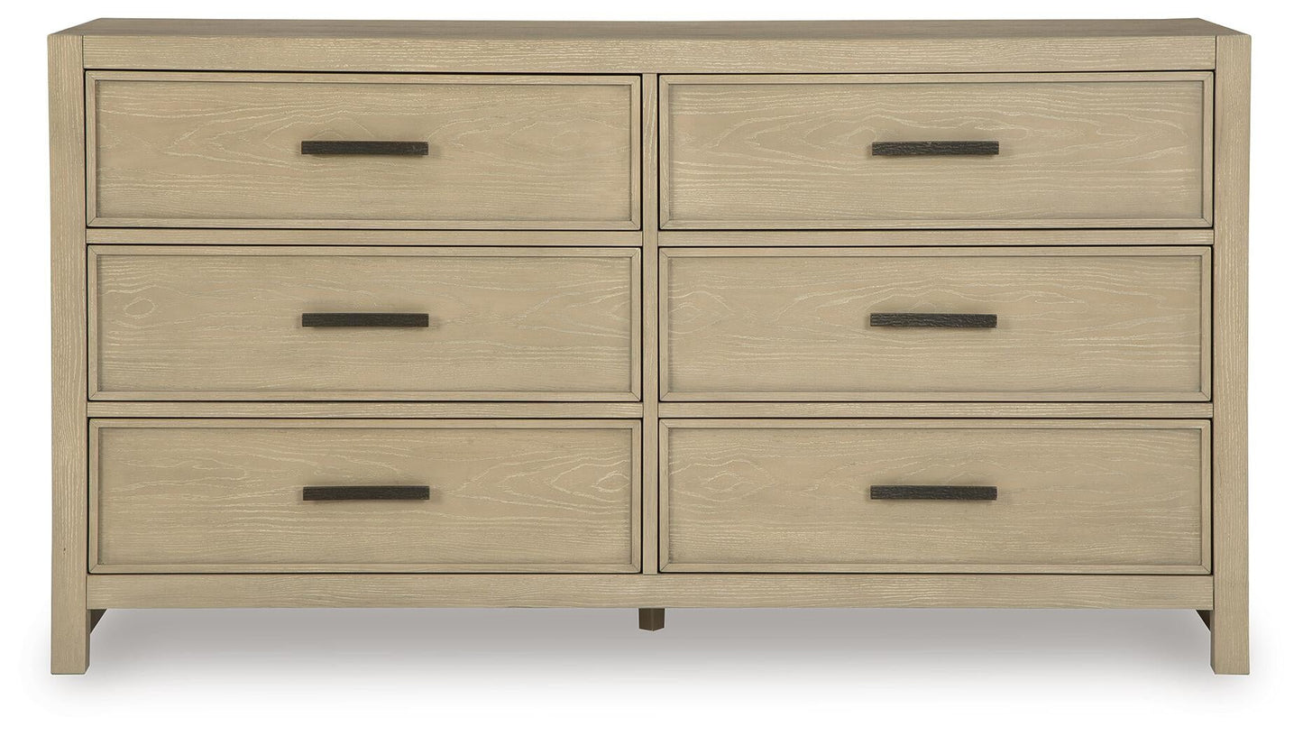 Calmoro King Bookcase Bed with Mirrored Dresser