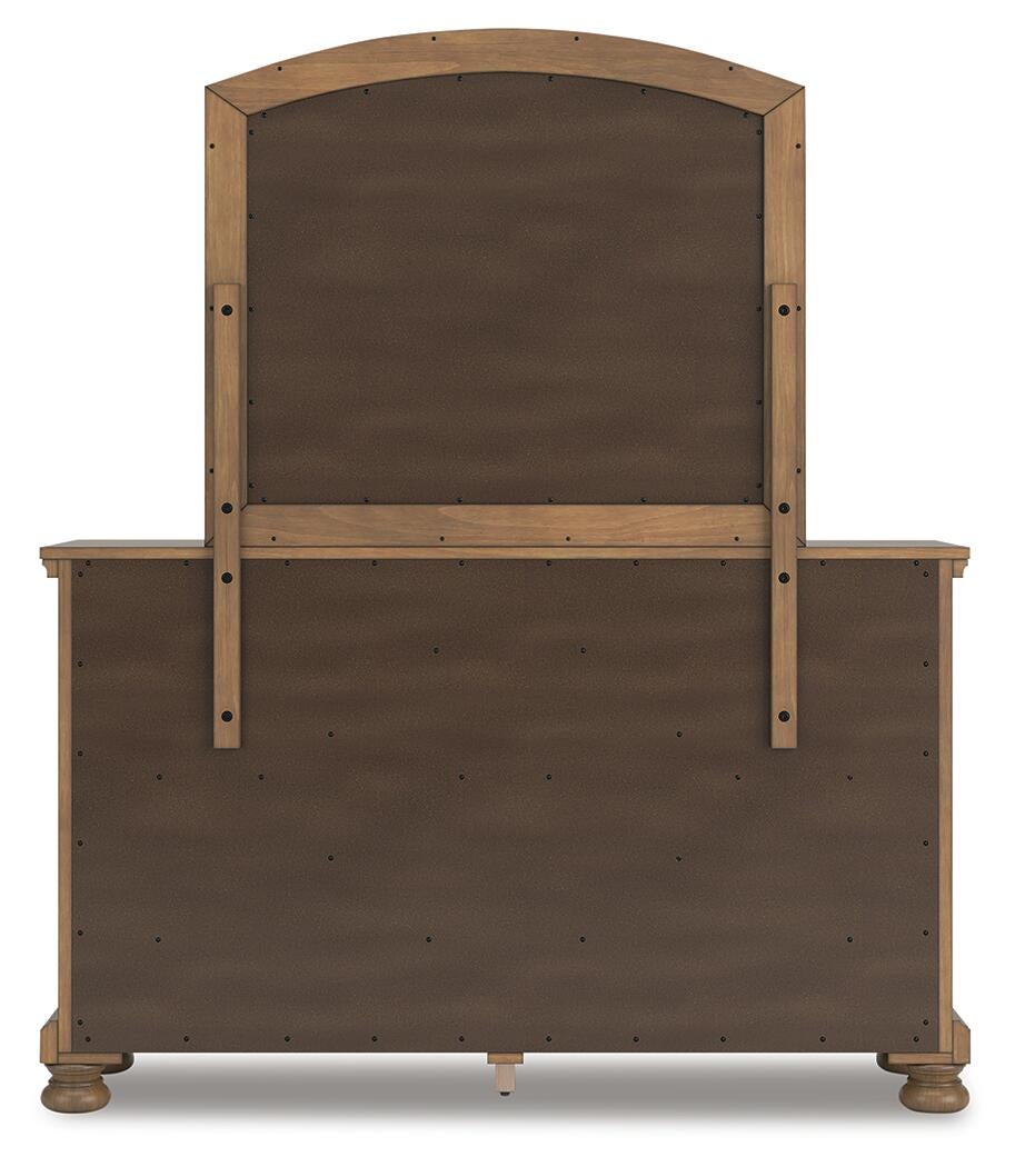 Vandenmore California King Storage Sleigh Bed with Mirrored Dresser